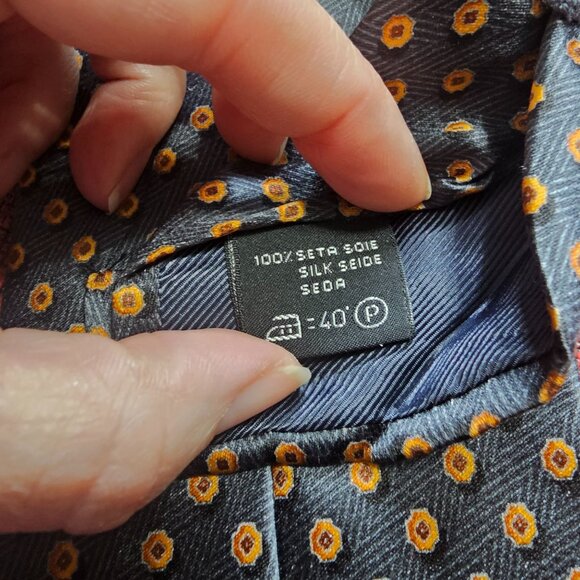 Ermenegildo Zegna Gray & Gold Polka Dot 100% Silk Tie Made In Italy Designer - Picture 5 of 7